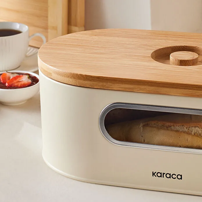 Karaca Stream 2in1 Ekmek Kutusu/Kesme Tahtası Cream