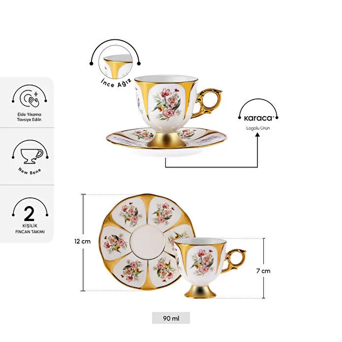 Karaca Söke 2 Kişilik Kahve Fincan Takımı 90 ml