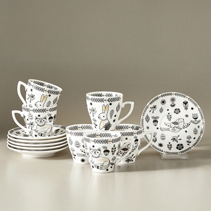 Karaca Animal Garden 6 Kişilik Kahve Fincan Takımı 90 ml