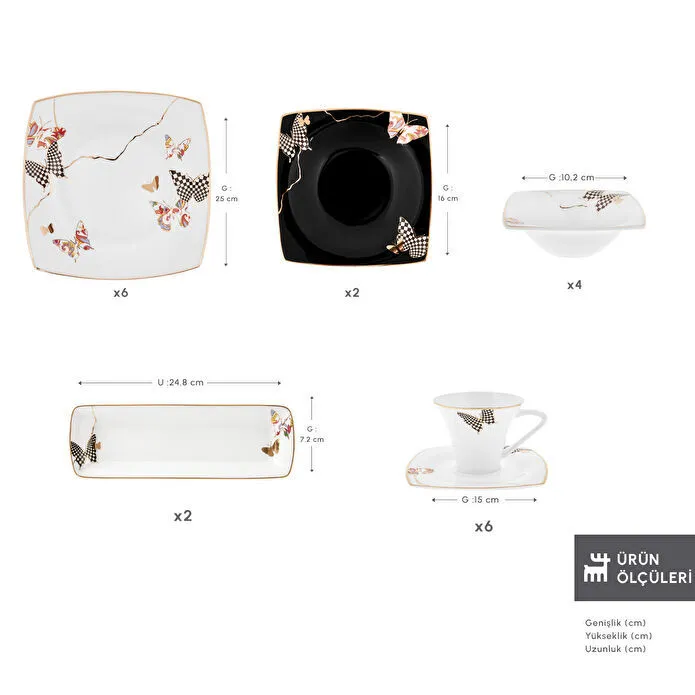 Karaca Fine Pearl Unique 26 Parça 6 Kişilik Kahvaltı Takımı