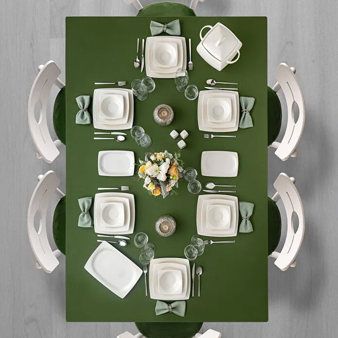 Emsan Fine Bone Meyra 61 Parça 12 Kişilik Kare Yemek Takımı