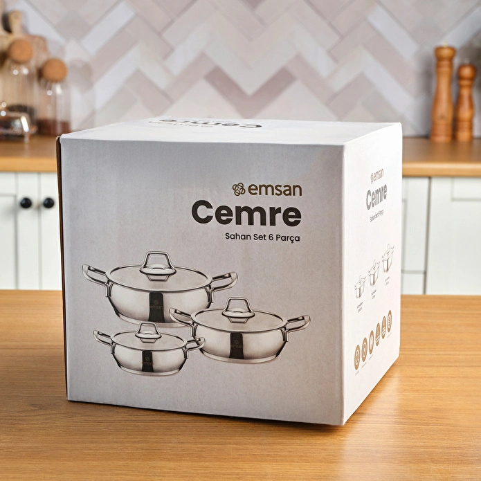 Emsan Cemre İndüksiyon Tabanlı 6 Parça Çelik Sahan Seti