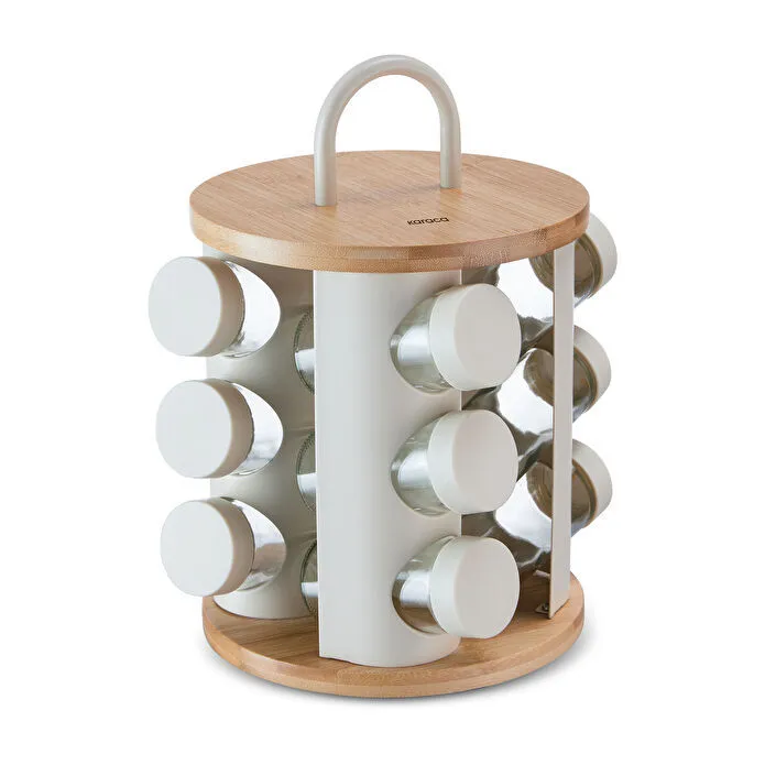 Karaca Alya Dönen Standlı 12'li Baharat Takımı Krem