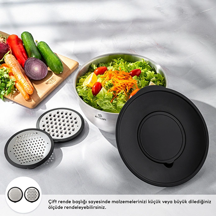 Emsan Demre 3 in 1 Siyah Çok Amaçlı Karıştırma ve Saklama Kabı