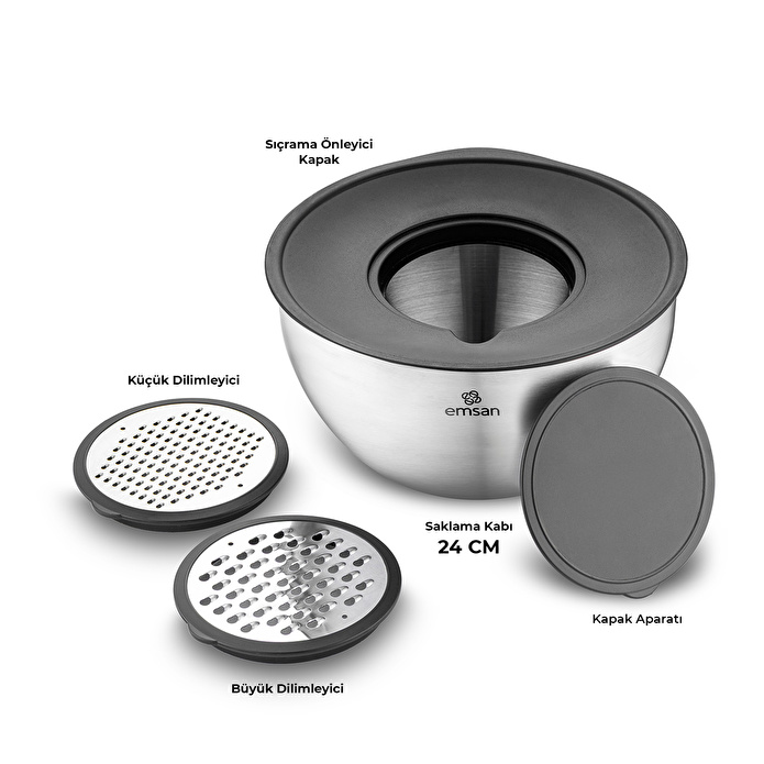 Emsan Demre 3 in 1 Siyah Çok Amaçlı Karıştırma ve Saklama Kabı
