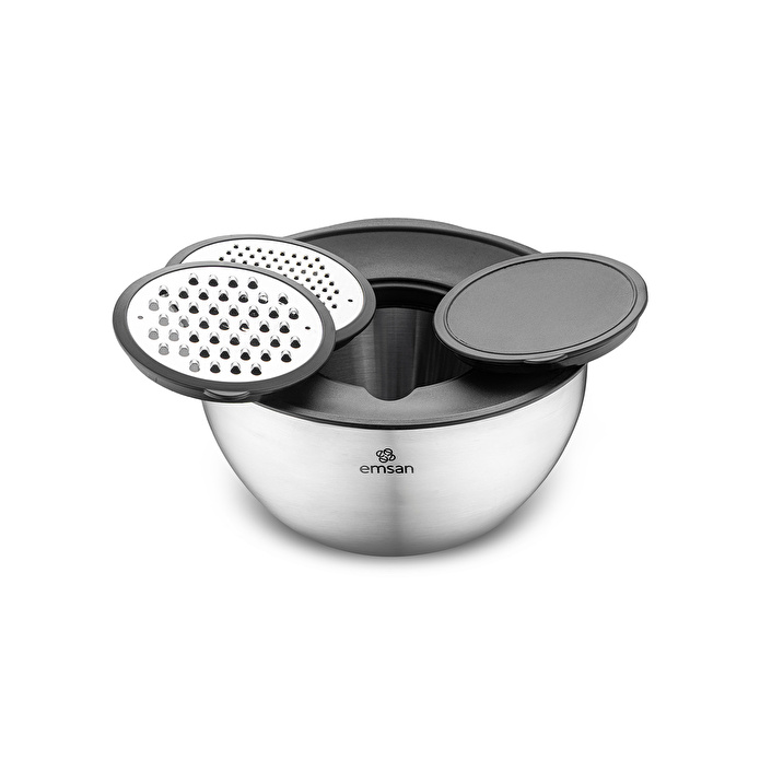 Emsan Demre 3 in 1 Siyah Çok Amaçlı Karıştırma ve Saklama Kabı