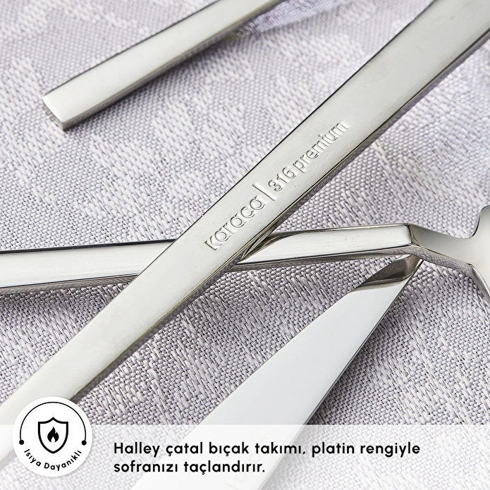 Karaca 316 Premium Halley Platin 12 Kişilik 84 Parça Çatal Kaşık Bıçak Takımı