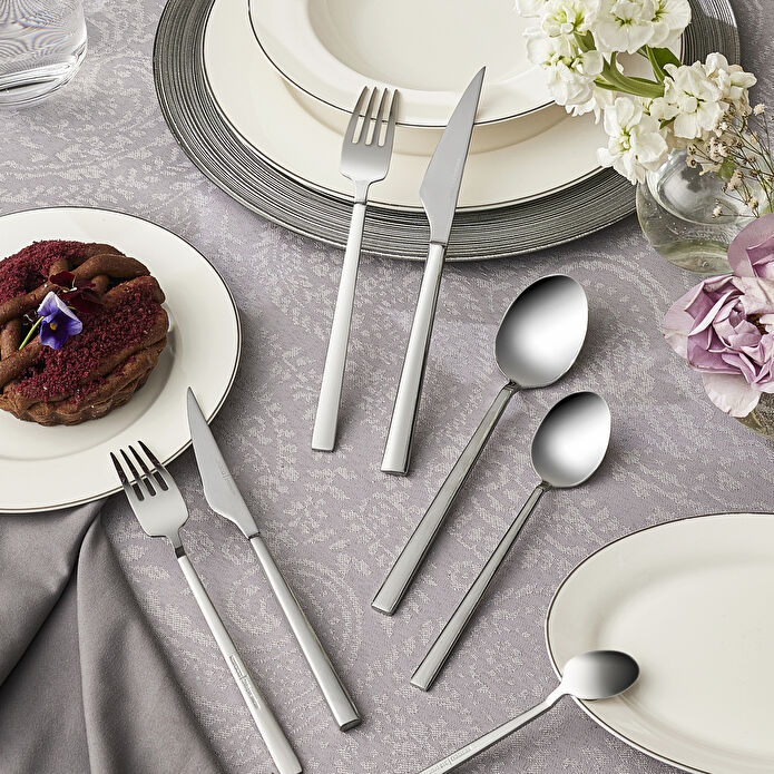 Karaca 316 Premium Halley Platin 12 Kişilik 84 Parça Çatal Kaşık Bıçak Takımı 