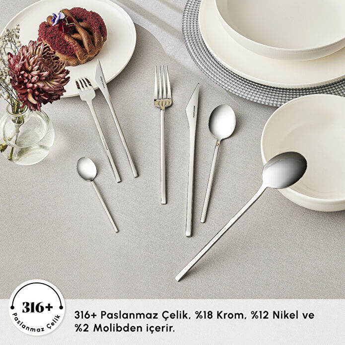 Karaca 316 Premium Look Platin 12 Kişilik 84 Parça Çatal Kaşık Bıçak Takımı