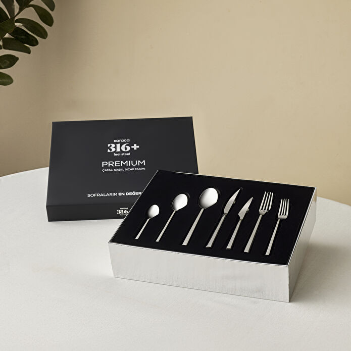 Karaca 316 Premium Look Platin 12 Kişilik 84 Parça Çatal Kaşık Bıçak Takımı 