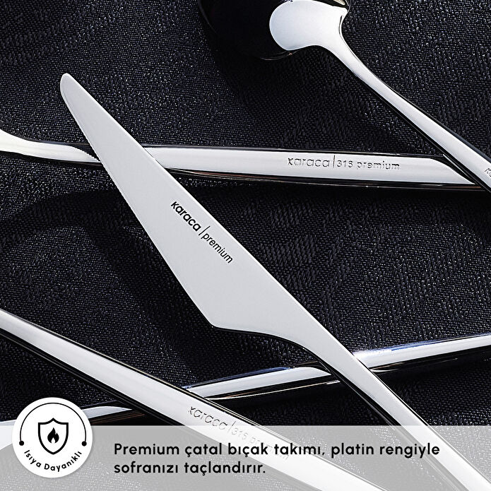 Karaca 316 Premium Moongate Platin 12 Kişilik 84 Parça Çatal Kaşık Bıçak Takımı