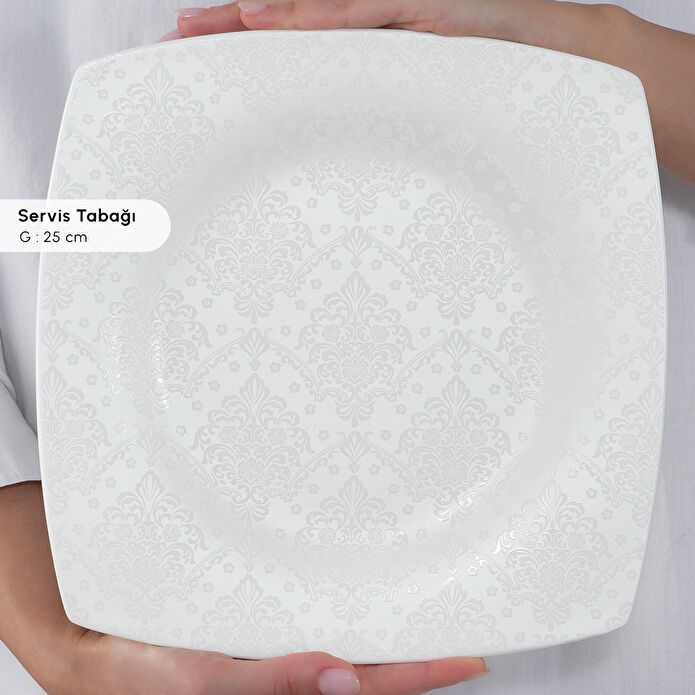 Karaca Fine Pearl Melita 26 Parça 6 Kişilik Kare Kahvaltı/Servis Takımı