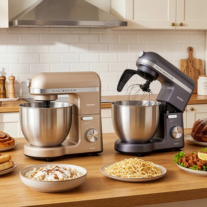 Karaca Mastermaid Chef Pro Çift Kollu Hamur Yoğurma Makinesi Iconic Beige 1500W 5L