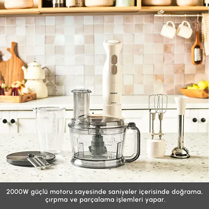 Karaca Pro Multimax 6 in 1 Çok Amaçlı Mutfak Robotu 2000W Iconic Beige