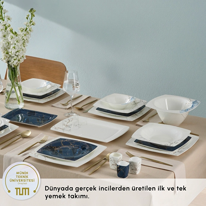 Karaca Fine Pearl Midnight 58 Parça 12 Kişilik Yemek Takımı Gold