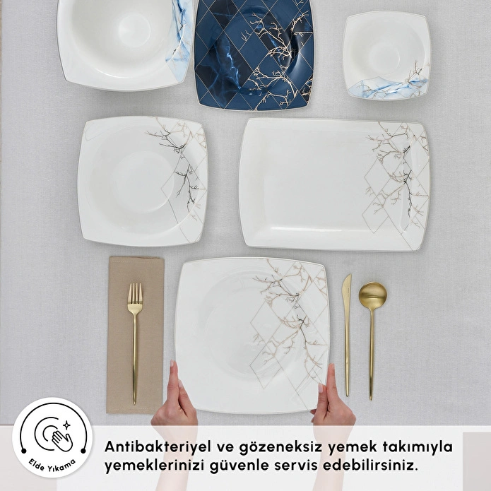 Karaca Fine Pearl Midnight 58 Parça 12 Kişilik Yemek Takımı Gold