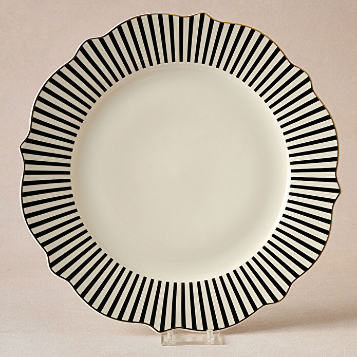 Karaca New Romantic İnce Çizgili Servis Tabağı 27 cm Siyah
