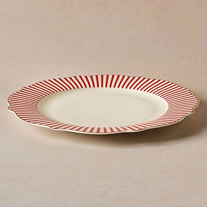 Karaca New Romantic İnce Çizgili Servis Tabağı 27 cm Kırmızı 
