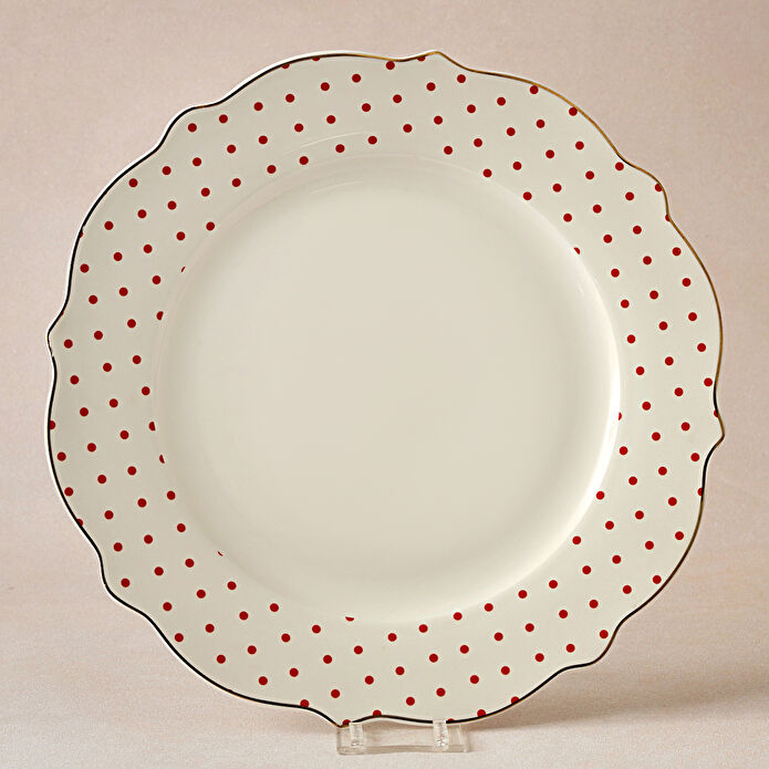 Karaca New Romantic Puantiyeli Servis Tabağı 27 cm Kırmızı 