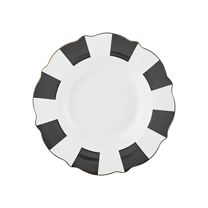 Karaca New Romantic Kalın Çizgili Çukur Tabak 24 cm Siyah