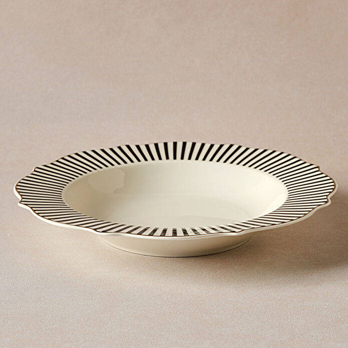 Karaca New Romantic İnce Çizgili Çukur Tabak 24 cm Siyah