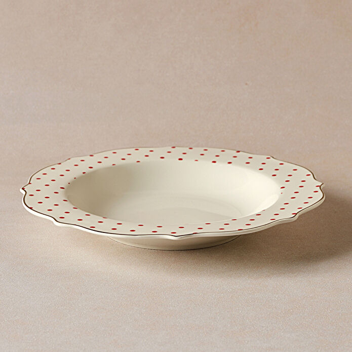 Karaca New Romantic Puantiyeli Çukur Tabak 24 cm Kırmızı