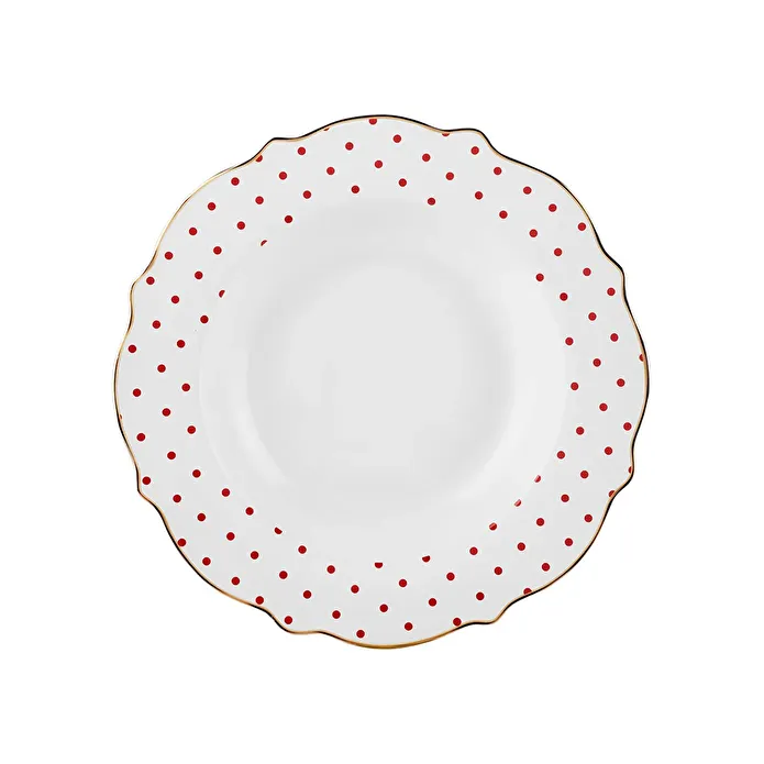 Karaca New Romantic Puantiyeli Çukur Tabak 24 cm Kırmızı