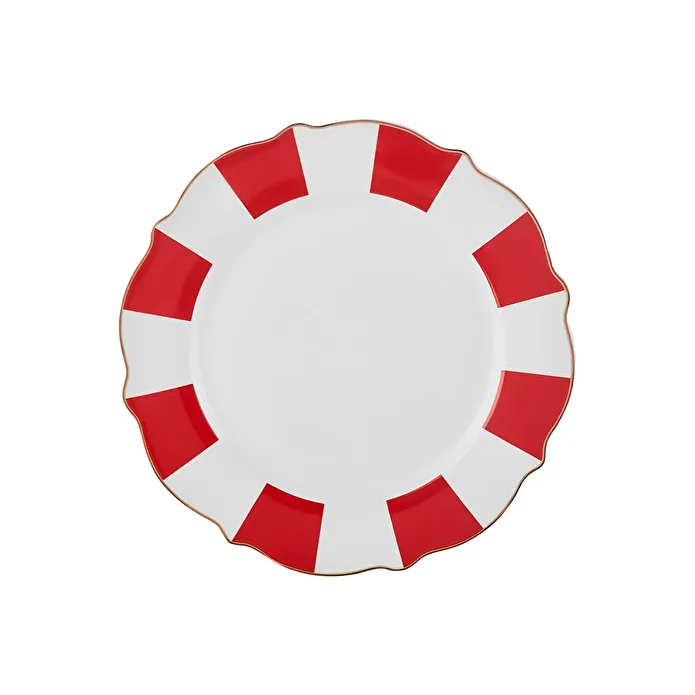 Karaca New Romantic Kalın Çizgili Pasta Tabağı 21 cm Kırmızı 