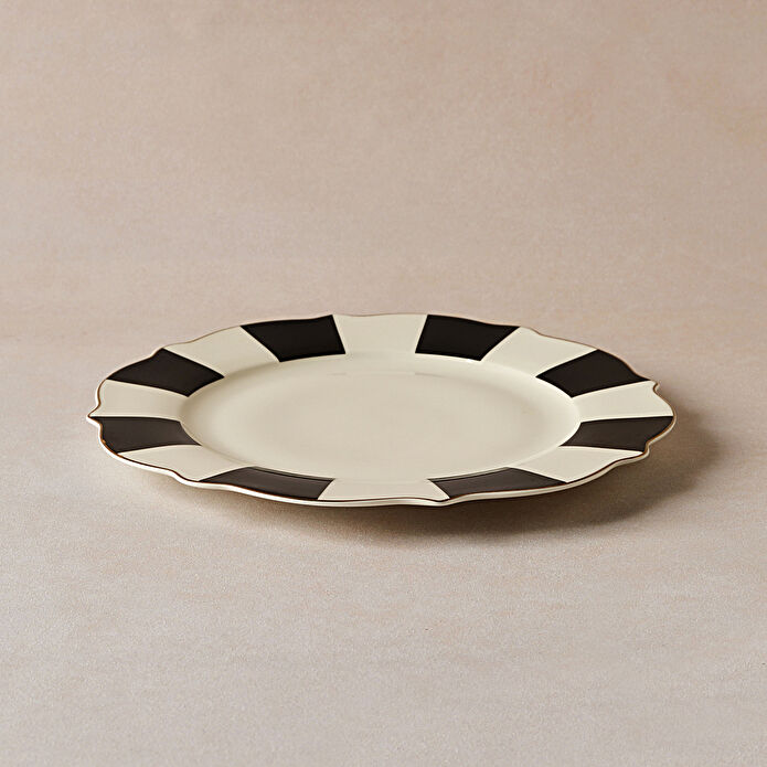 Karaca New Romantic Kalın Çizgili Pasta Tabağı 21 cm Siyah