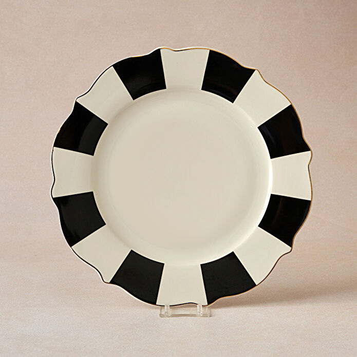 Karaca New Romantic Kalın Çizgili Pasta Tabağı 21 cm Siyah
