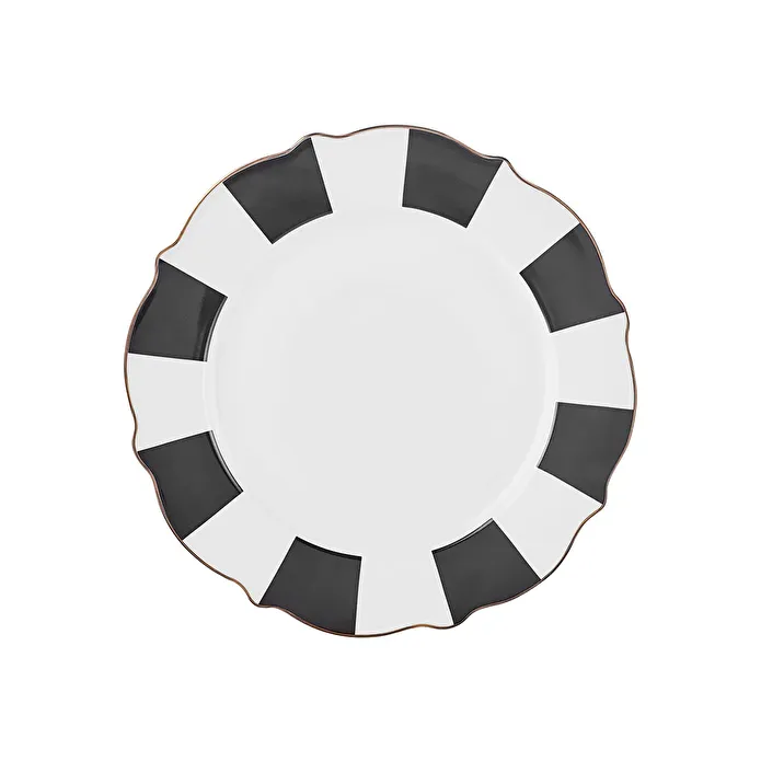 Karaca New Romantic Kalın Çizgili Pasta Tabağı 21 cm Siyah