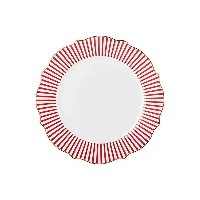 Karaca New Romantic İnce Çizgili Pasta Tabağı 21 cm Kırmızı