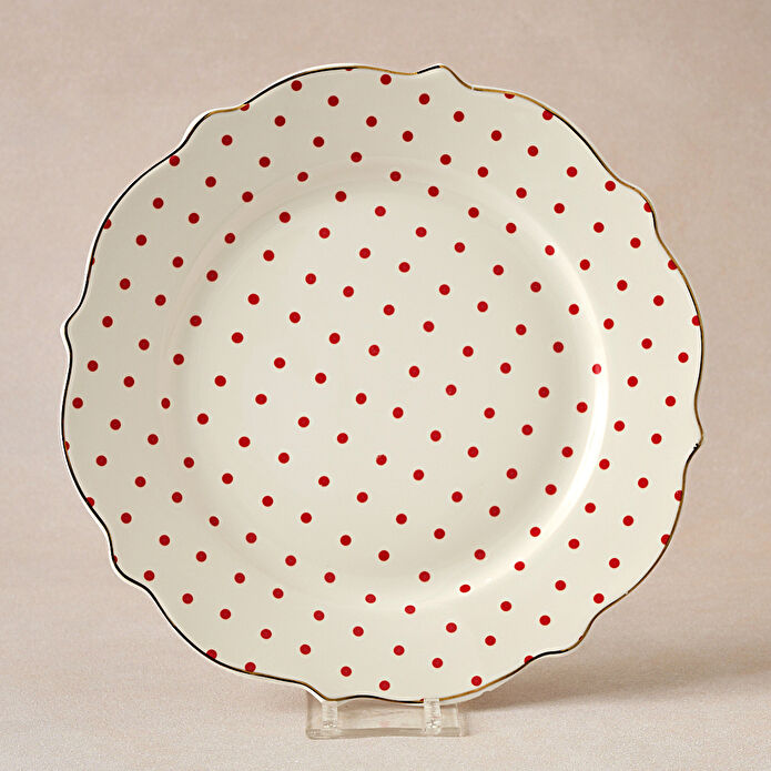 Karaca New Romantic Puantiyeli Pasta Tabağı 21 cm Kırmızı