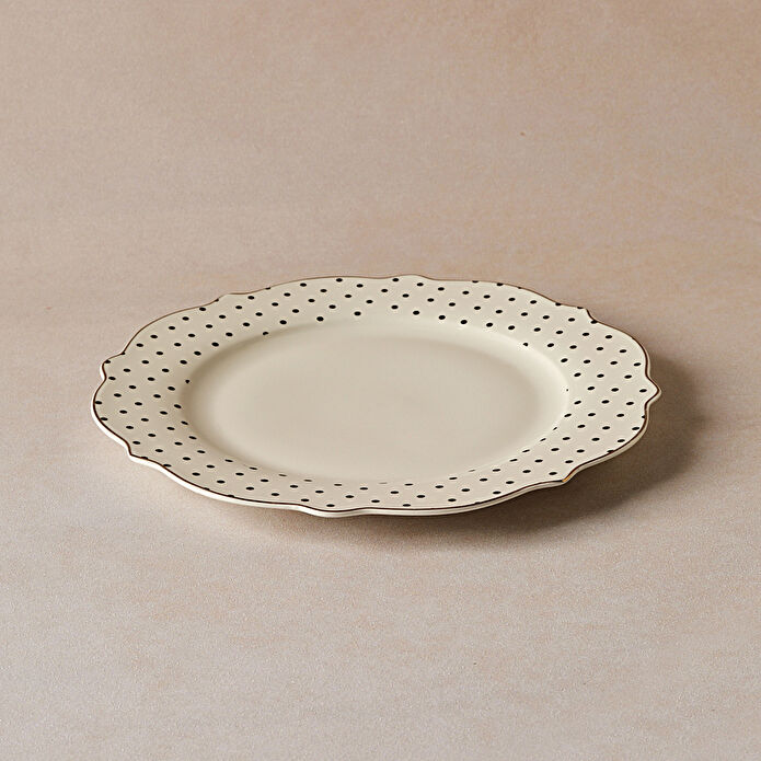 Karaca New Romantic Puantiyeli Pasta Tabağı 21 cm Siyah 