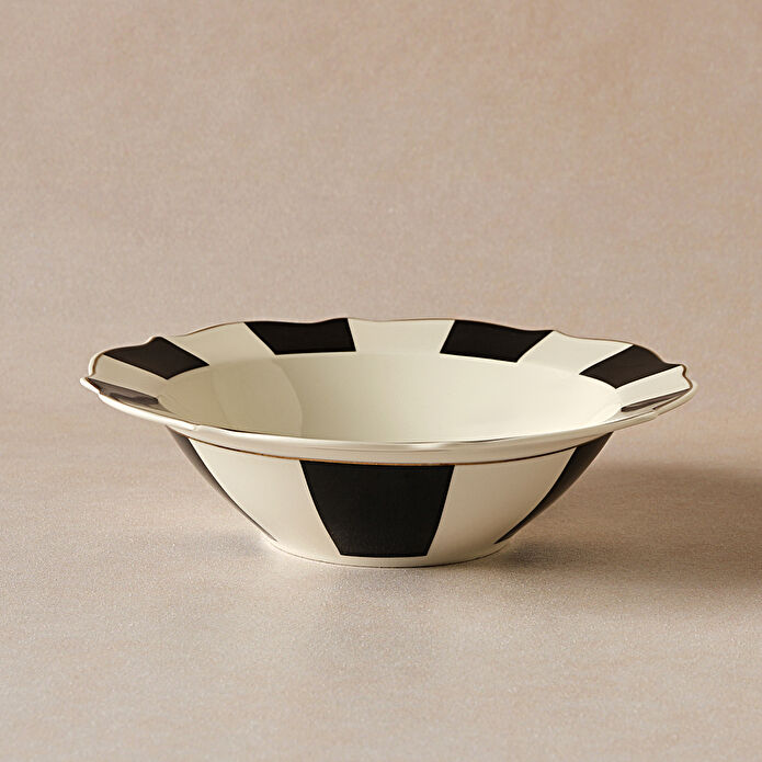 Karaca New Romantic Kalın Çizgili Kase 17 cm Siyah