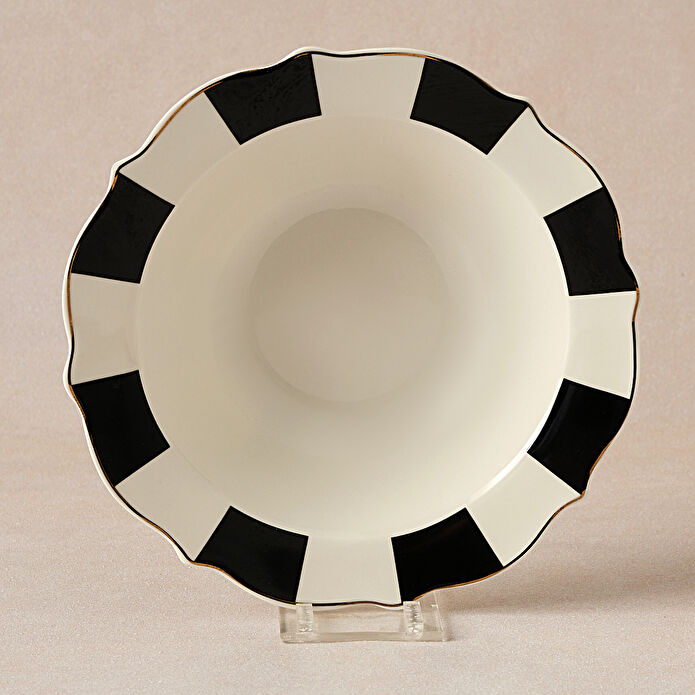 Karaca New Romantic Kalın Çizgili Kase 17 cm Siyah