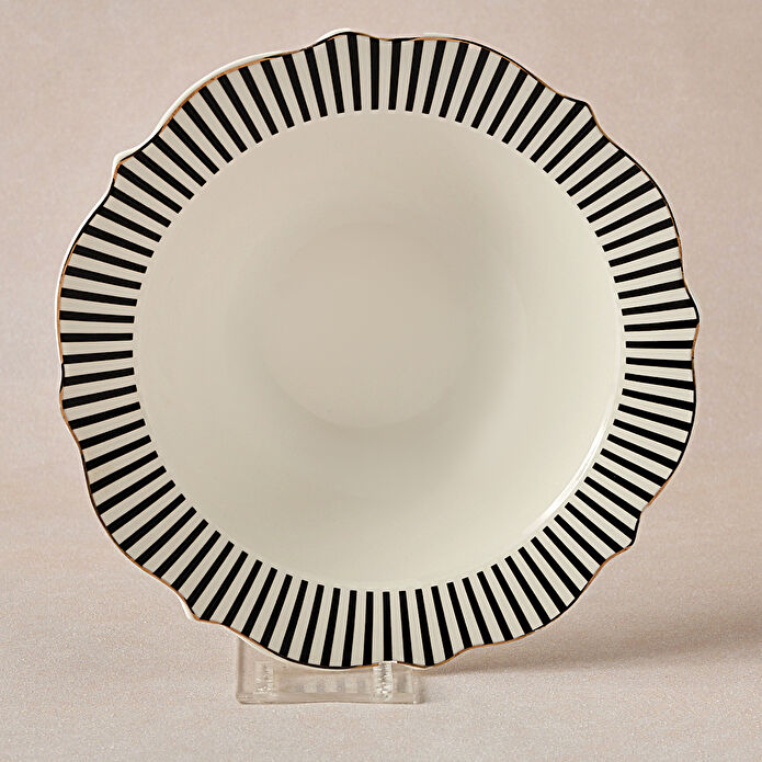 Karaca New Romantic İnce Çizgili Kase 17 cm Siyah