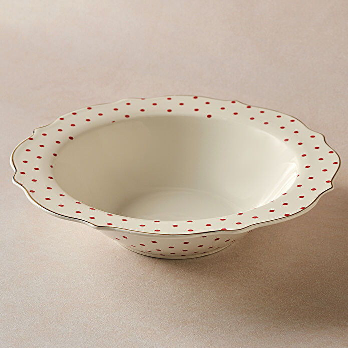 Karaca New Romantic Puantiyeli Bol Kase 25 cm Kırmızı