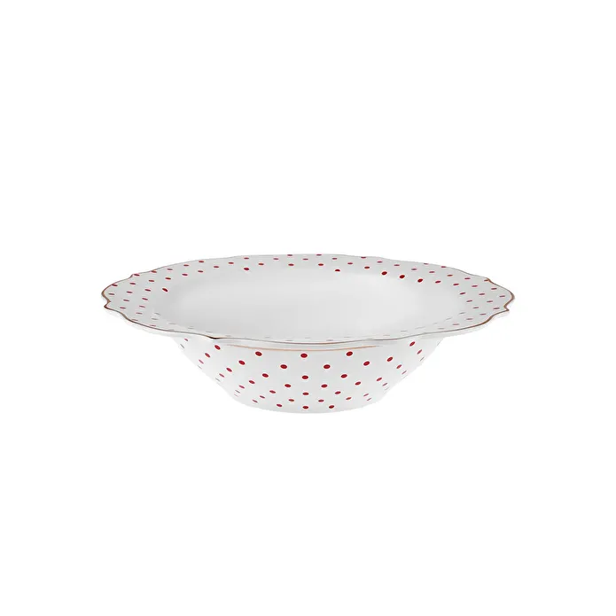 Karaca New Romantic Puantiyeli Bol Kase 25 cm Kırmızı