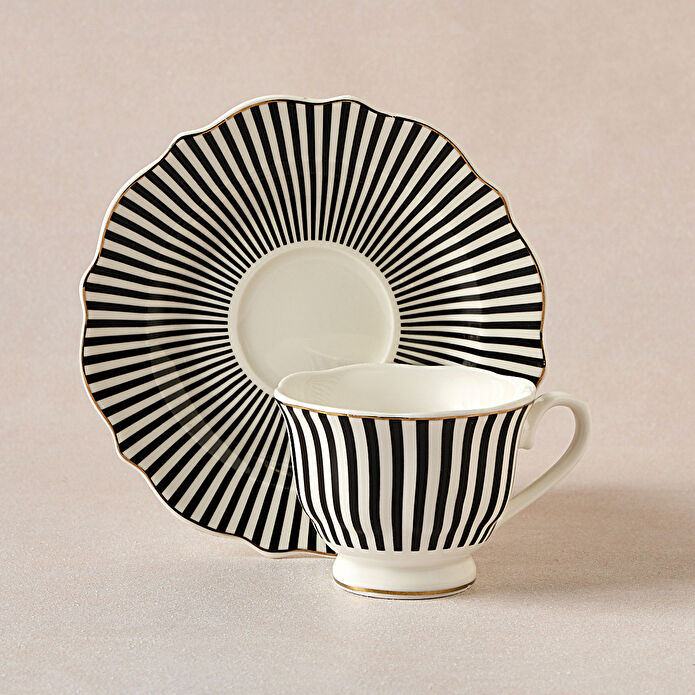 Karaca New Romantic İnce Çizgili Çay Fincanı 220 ml Siyah