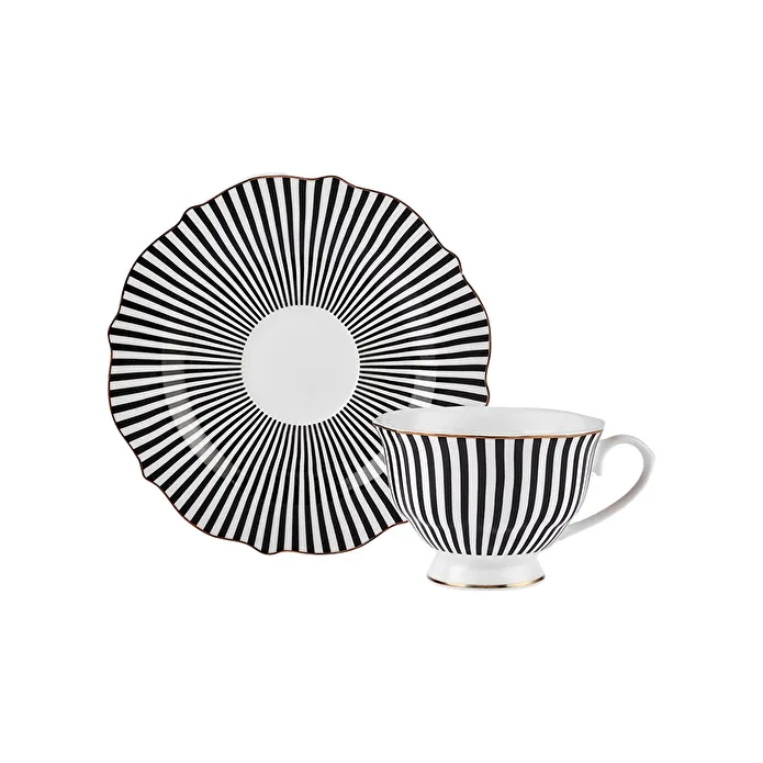 Karaca New Romantic İnce Çizgili Çay Fincanı 220 ml Siyah