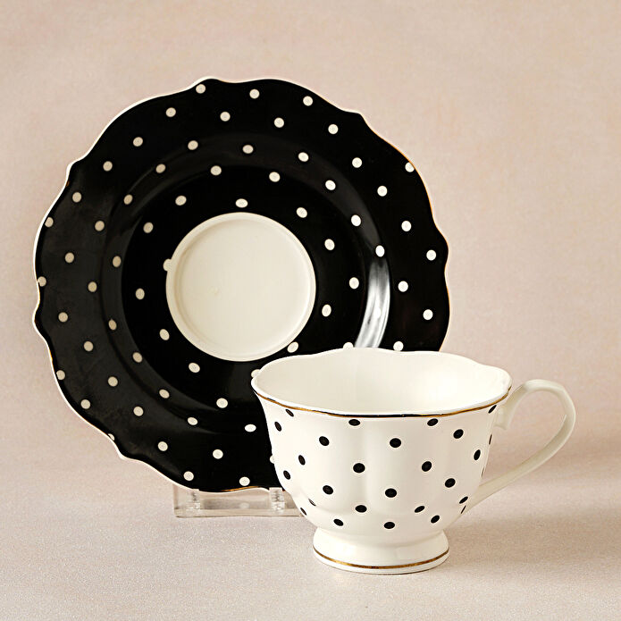 Karaca New Romantic Puantiyeli Çay Fincanı 220 ml Siyah