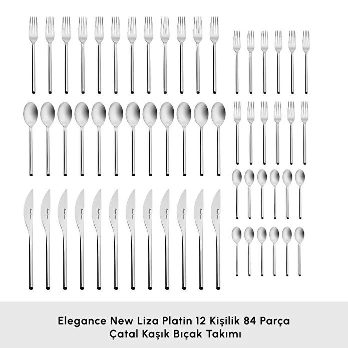 Karaca Elegance New Liza Platin 12 Kişilik 84 Parça Çatal Kaşık Bıçak Takımı