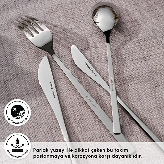 Karaca Elegance New Liza Platin 12 Kişilik 84 Parça Çatal Kaşık Bıçak Takımı