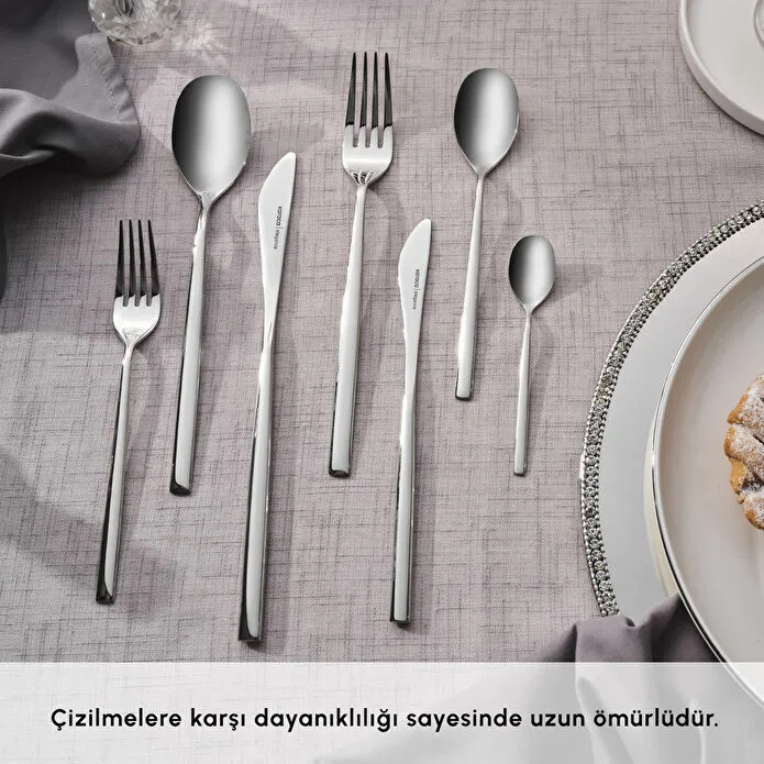 Karaca Elegance New Liza Platin 12 Kişilik 84 Parça Çatal Kaşık Bıçak Takımı