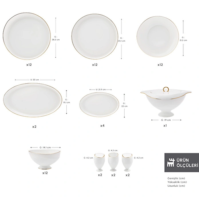 Karaca Red Carpet Collection Fine Pearl Extra Wilderness 62 Parça 12 Kişilik Yemek Takımı Gold