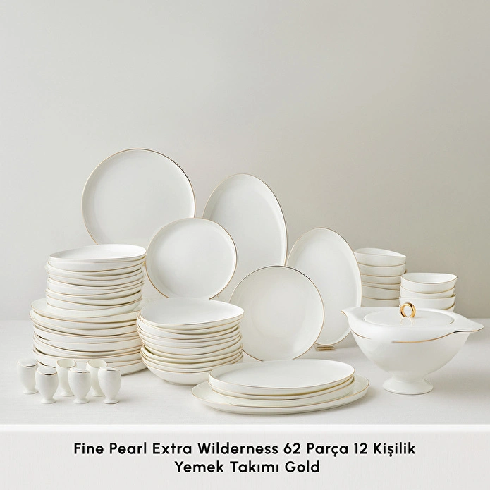 Karaca Red Carpet Collection Fine Pearl Extra Wilderness 62 Parça 12 Kişilik Yemek Takımı Gold