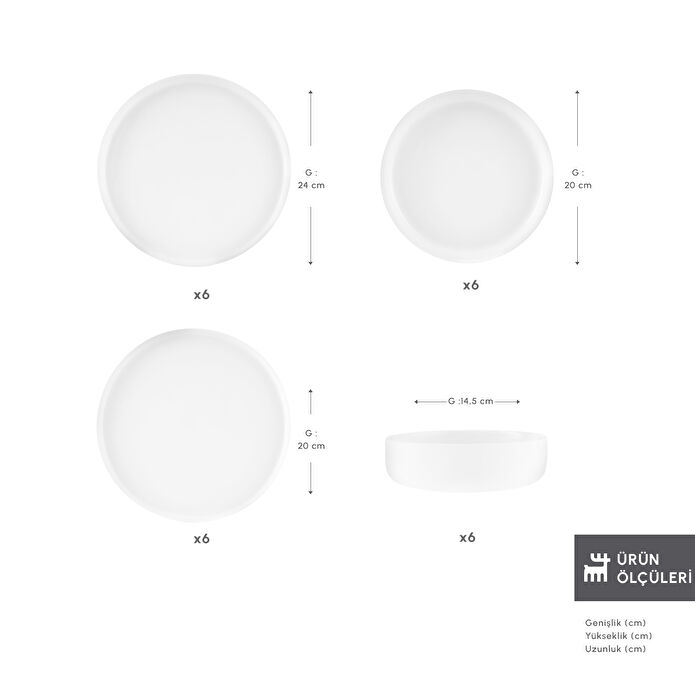 Karaca Earth Collection Finesse 24 Parça 6 Kişilik Yemek Takımı Beyaz