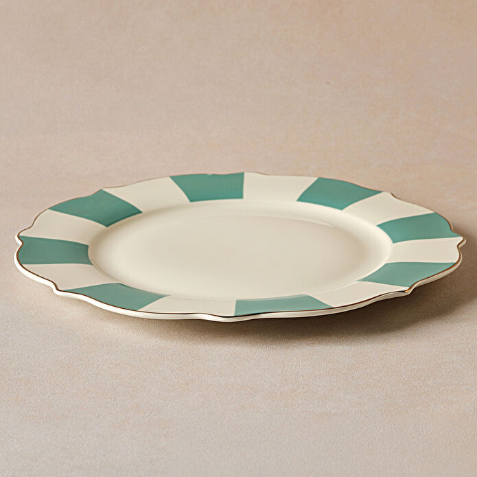 Karaca New Romantic Kalın Çizgili Servis Tabağı 27 Cm Yeşil