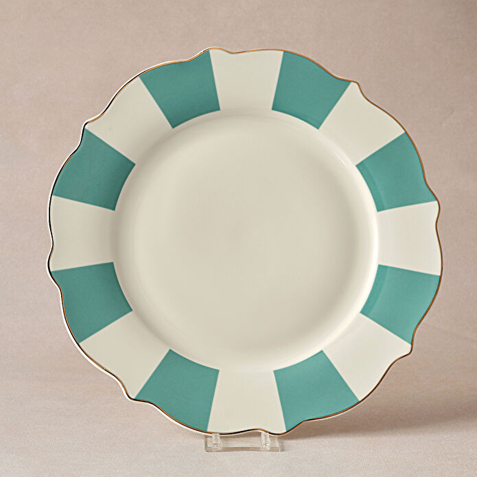 Karaca New Romantic Kalın Çizgili Servis Tabağı 27 Cm Yeşil